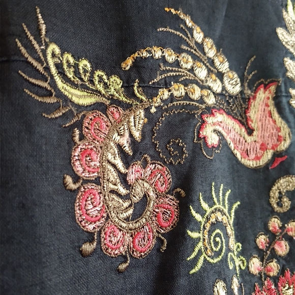 NY CITY DESIGN Sz 2X Ramie Embroidery Shirt Jacket - Picture 9 of 14